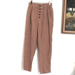 Madewell Cotton-Linen High Rise Tapered Pants: Button-Front Edition